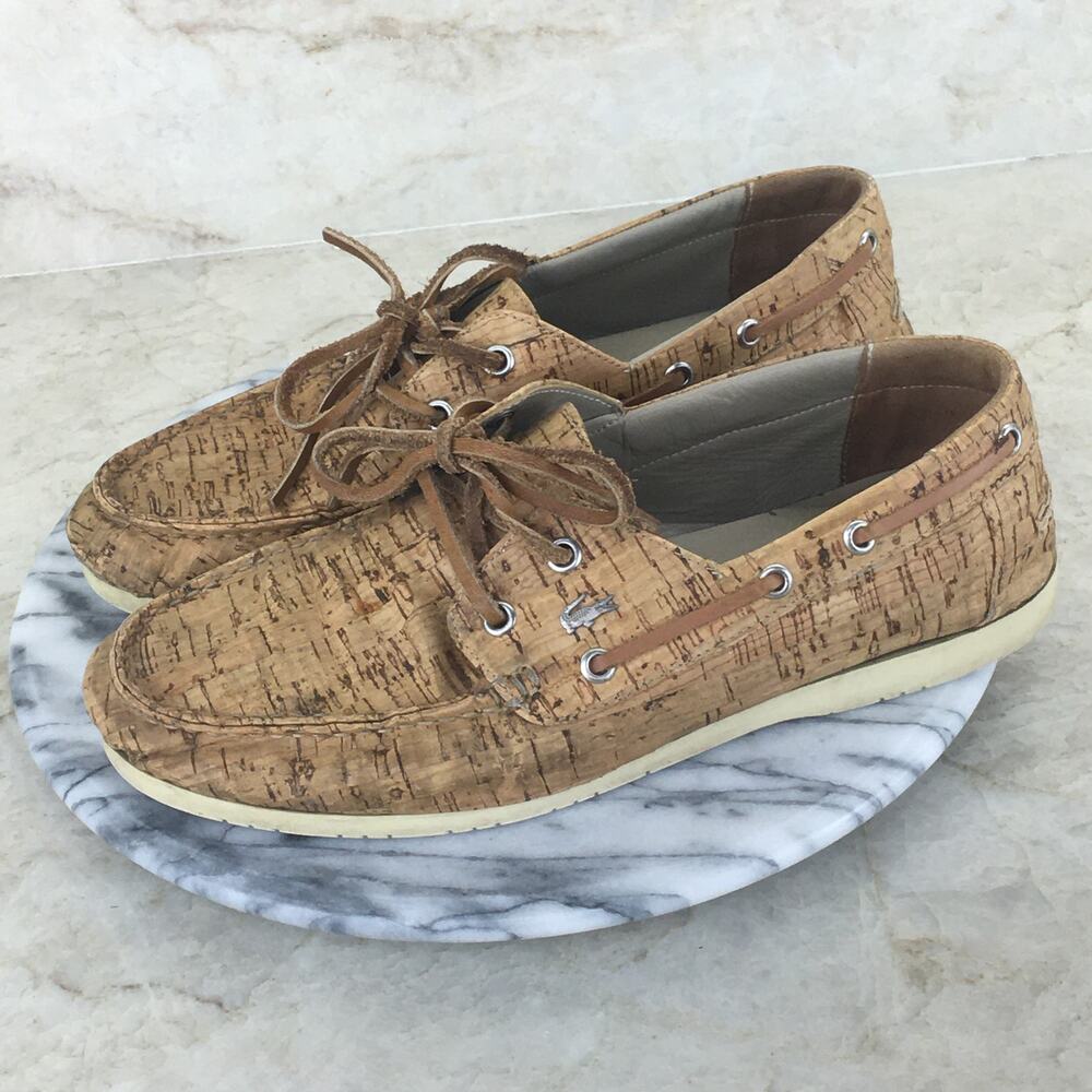 LACOSTE Carbon Cork Vegan Deck Shoe Sneaker Man's Size  8.5